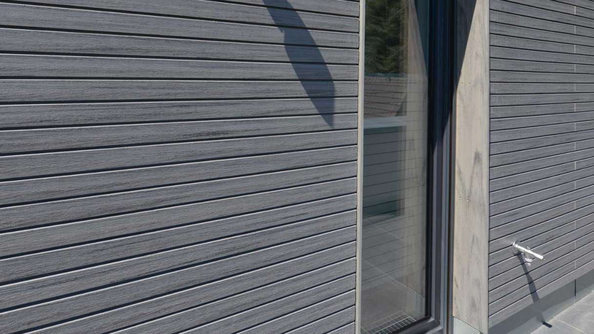 planeo Fassado - WPC rhombus strip facade cladding graphite grey