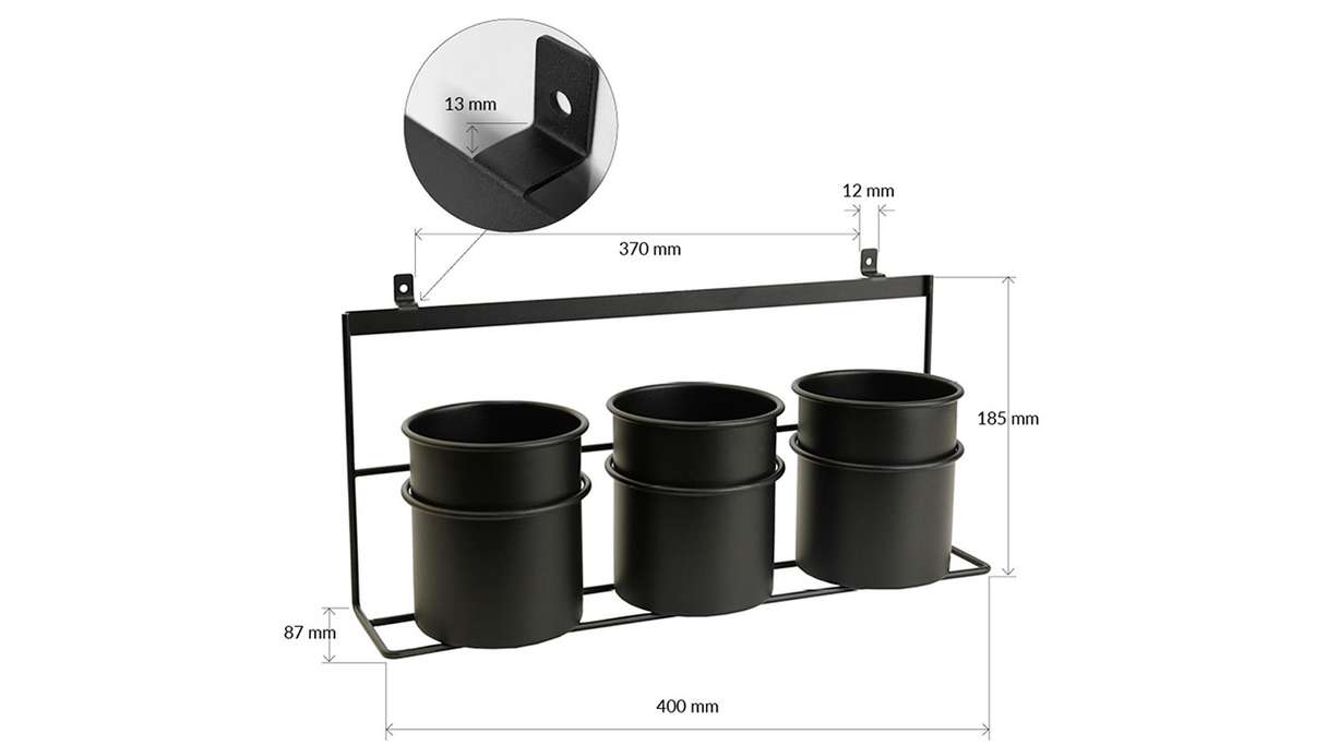 planeo storage - black 3 pcs. Cup with holder