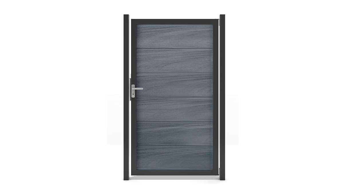 planeo Viento - universal door stone grey co-extruded with aluminium frame in anthracite | DB703