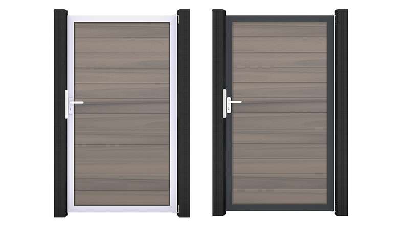 planeo Gardence Strong – BPC Universal Gate, Bi-Colour co-extruded with aluminium frame
