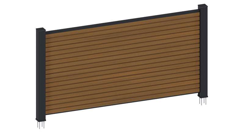 planeo LINEA - WPC CoEx Rhombus Front Garden Plug-in Fence, Burma Teak, 180 x 90 cm