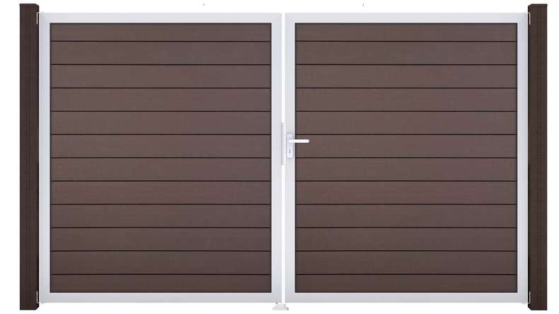 planeo Gardence BPC door - DIN right 2-leaf Terra with silver aluminium frame
