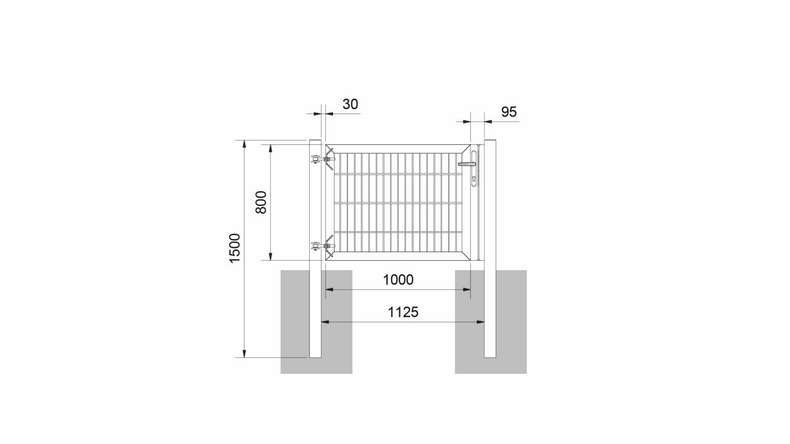 Universal door heavy 1-leaf hot-dip galvanised incl. gateposts