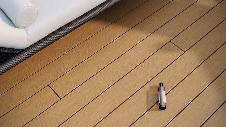 planeo CoEXWood WPC solid coated decking board - Sand/Caramel 4.8m structured