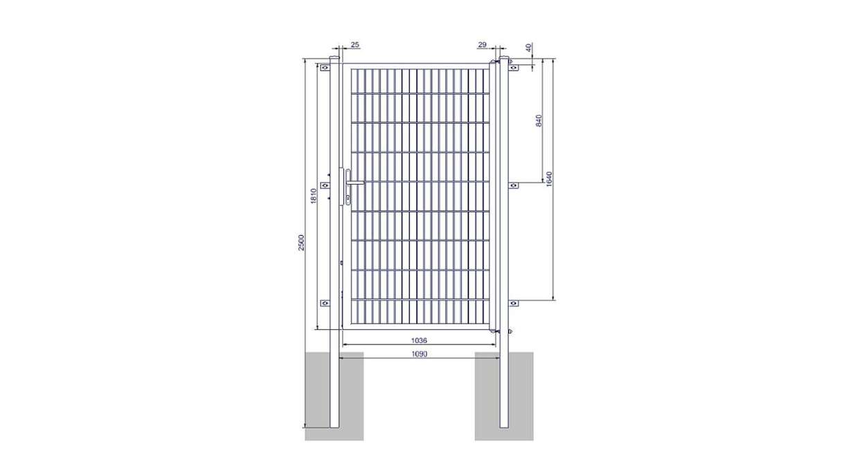 Universal door medium 1-leaf anthracite H 1800 x W 1090 mm incl. gateposts