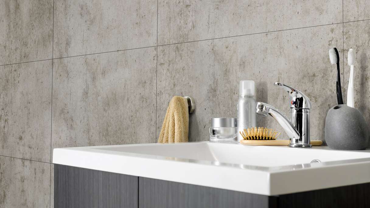 planeo StrongWall - Wall panelling plastic Dark Cement 65 x 37.5 cm
