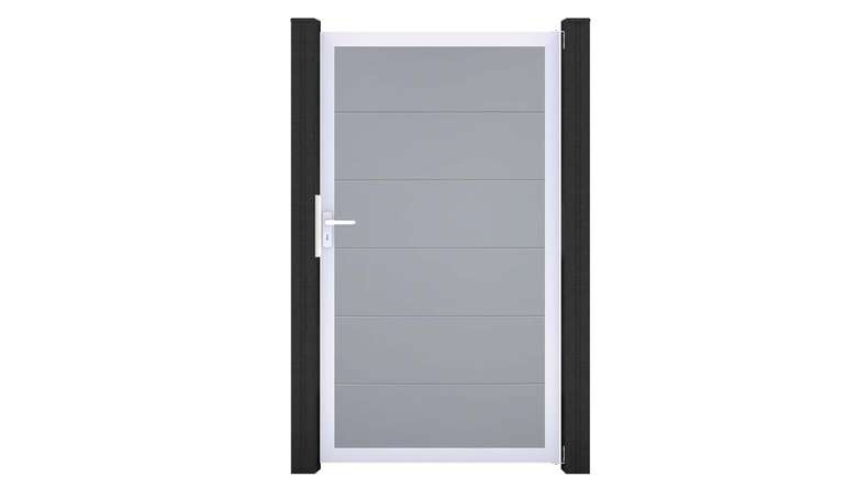 planeo Gardence Simply – Silver-grey universal PVC gate with aluminium frame, 100 x 180 cm