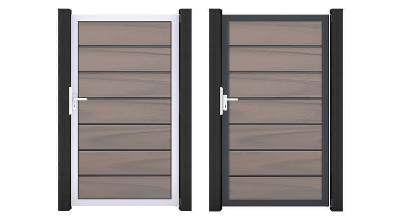 planeo Gardence Deluxe – BPC Universal Gate, Bi-Colour co-extruded with aluminium frame