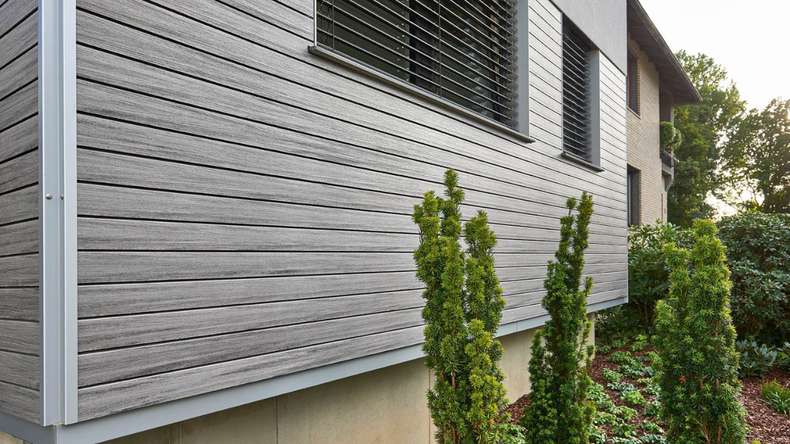 planeo Fassado - WPC rhombus strip facade cladding graphite grey