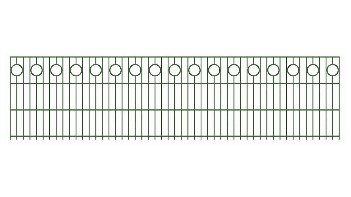 planeo double-rail decorative fence Halo 6/6/6 RAL 6005 moss green