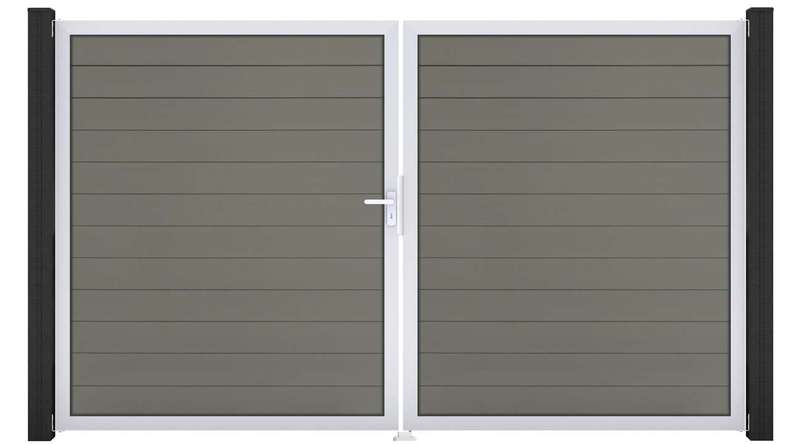 planeo Gardence BPC door - DIN left 2-leaf grey with silver aluminium frame