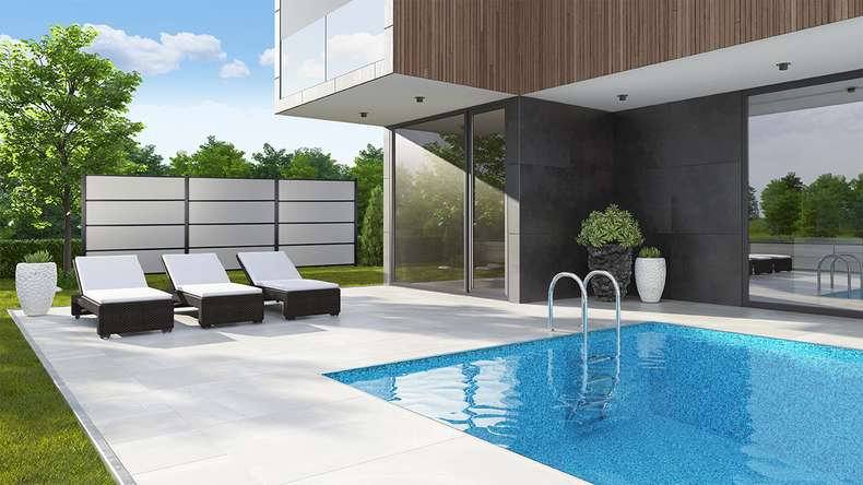 planeo Gardence Resistant - HPL plug-in fence uni grey 180 x 183 cm