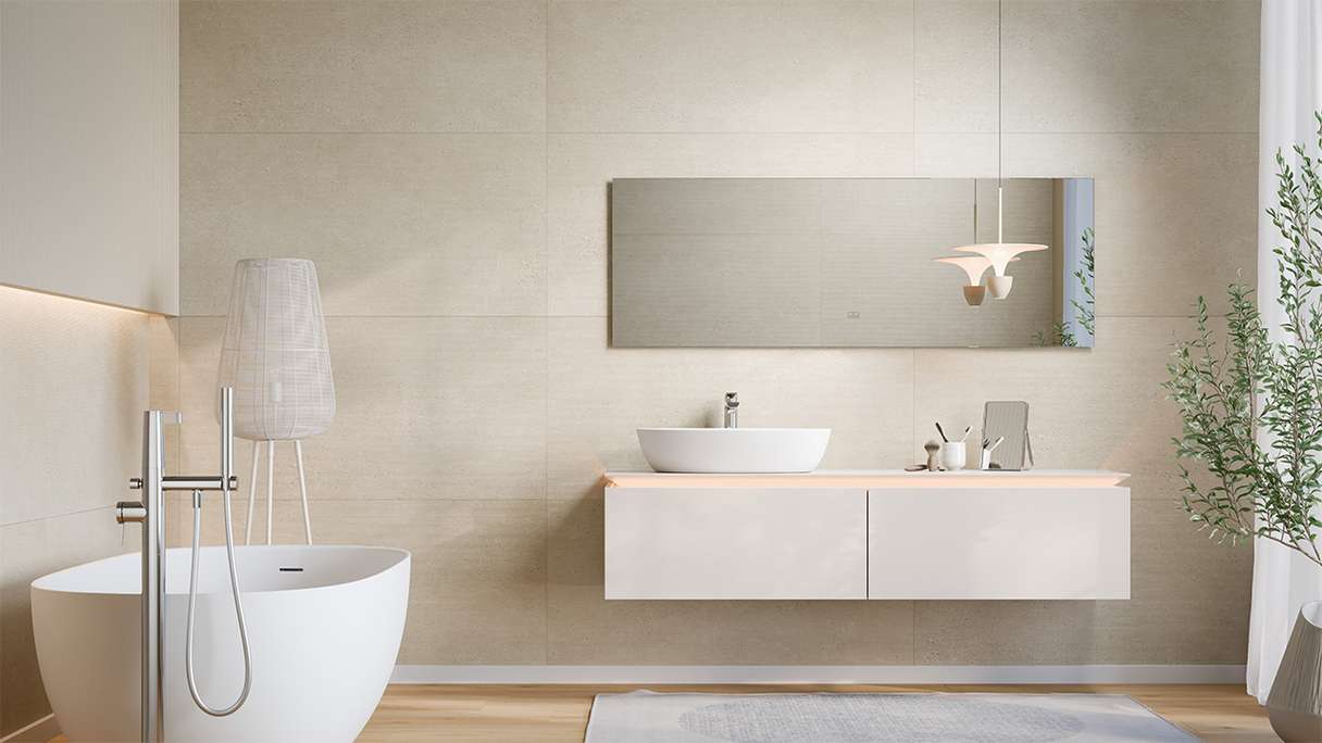 planeo wall cladding SPC - CeraRock Tile Stripes Concrete Tan 120 x 60 cm