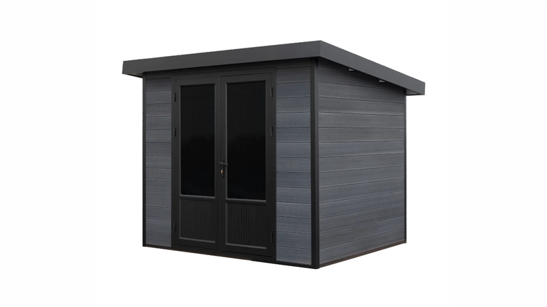 planeo WPC Monopitch Roof Garden Shed S – Anthracite 240 x 240 cm