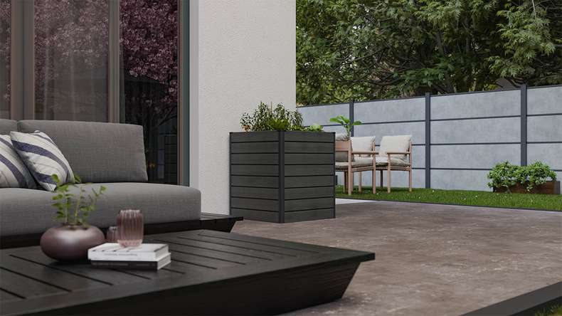 planeo BPC-Rhombus raised bed Cube - Stone grey co-ex. 70 x 70 x 79 cm