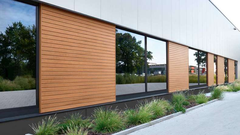 planeo Fassado - WPC rhombus strip facade cladding oak brown