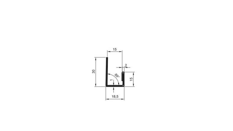 planeo aluminium end profile - AP 15mm mounting 3000mm length aluminium-natural
