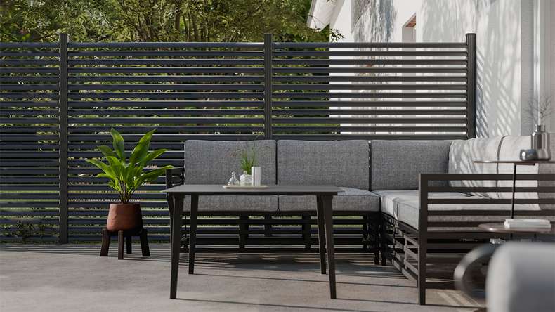 planeo Gardence Metallic Ellipse - Aluminium Garden Fence Square Anthracite | DB703