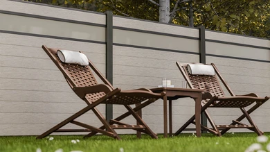 planeo Gardence Strong - BPC plug-in fence glass satin bi-colour sand 180 x 180 cm