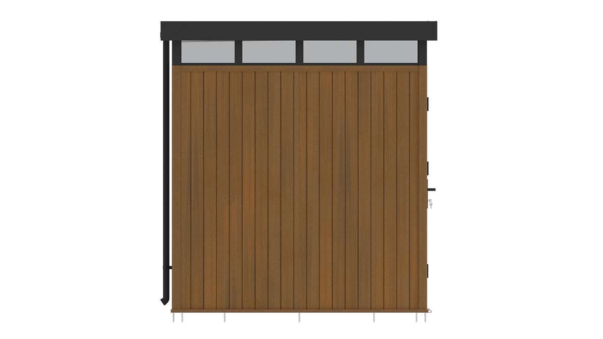 planeo WPC CoEx Flat-Roof Garden Shed S – Burma Teak 208 x 200 x 226.5 cm