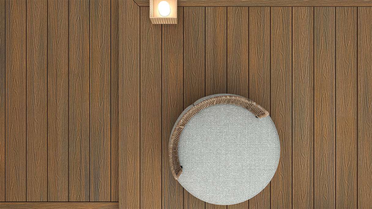planeo MAXLine Nature - WPC CoEx wrapped XL decking board hollow chamber - Burma teak 3m textured/smooth brushed
