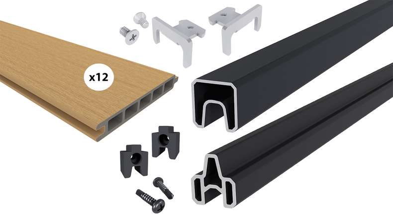 planeo INFINITY - WPC CoEx plug-in fence sand 176 x 183 cm