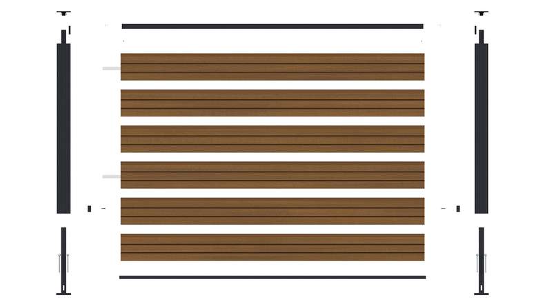 planeo LINEA - WPC CoEx Rhombus Front Garden Plug-in Fence, Burma Teak, 180 x 90 cm