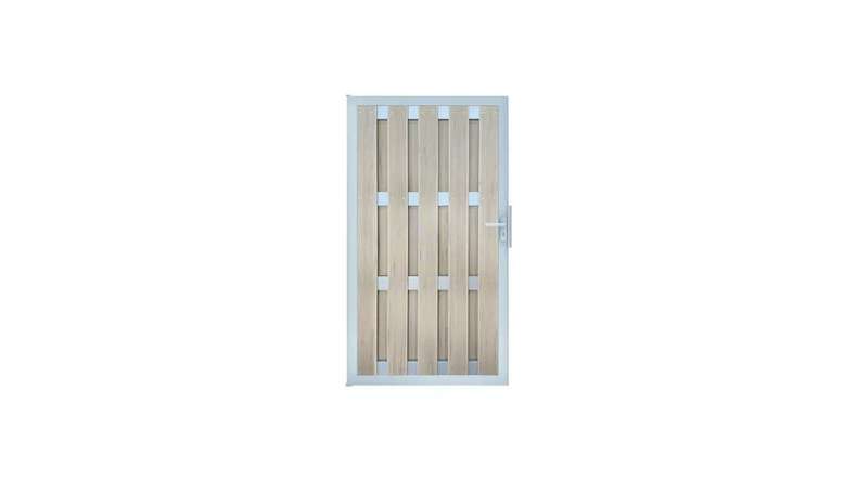 planeo prefabricated fence gate DIN left BiColor Sand 100 x 180 x 4,0cm - frame silver