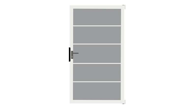 planeo Ambiente - glass privacy gate DIN left block stripes with aluminium frame 100 x 180 cm