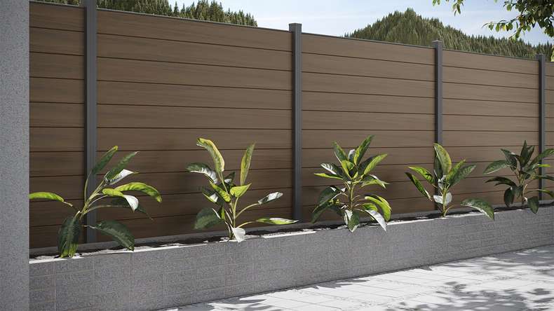 planeo Solid - Garden Fence Square Walnut co-ex