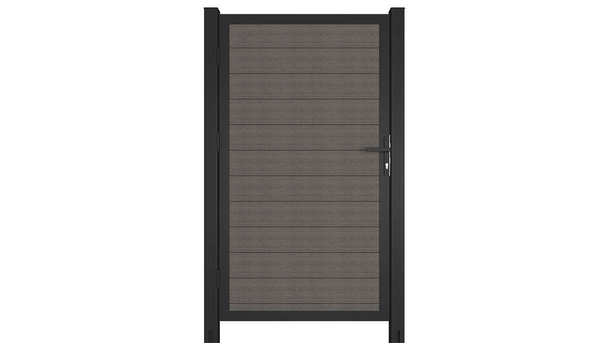 planeo INFINITY - WPC CoEx universal door dark grey with anthracite aluminium frame 100 x 180 cm