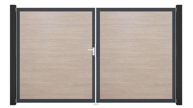 planeo Gardence PVC door - DIN left 2-leaf Sheffield Oak with anthracite aluminium frame