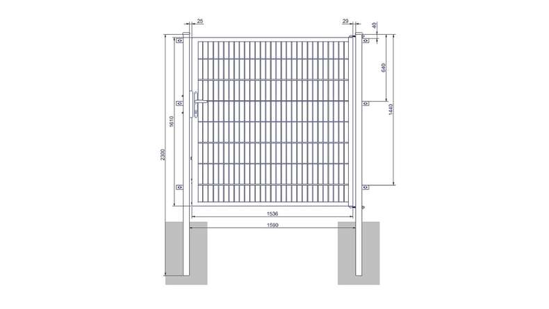 Universal door medium 1-leaf anthracite H 1600 x W 1590 mm incl. gateposts