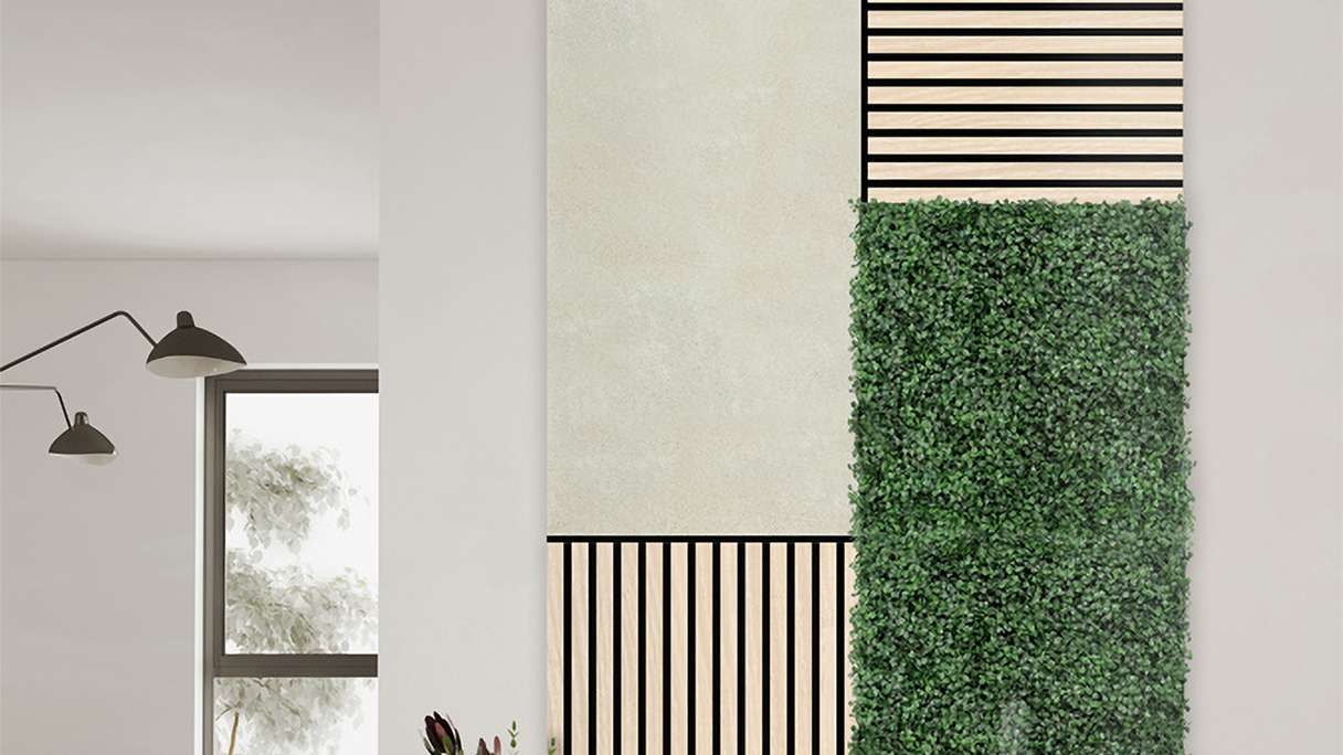 planeo acoustic panel - MixWall Mineral Mood Cream Sandstone 52 x 104 cm | real stone (PLMW-20511A)