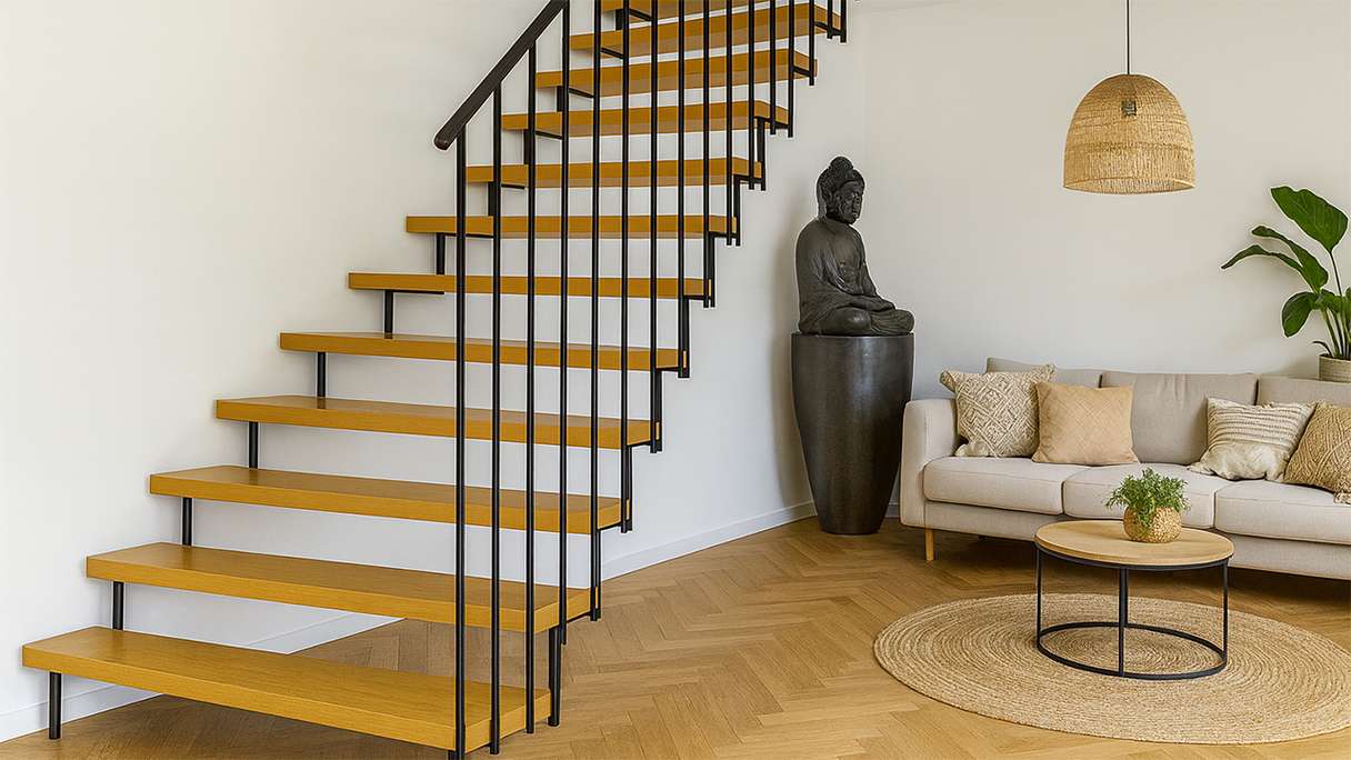 planeo block step straight 40mm blockboard + vinyl | decor and dimensions individually selectable