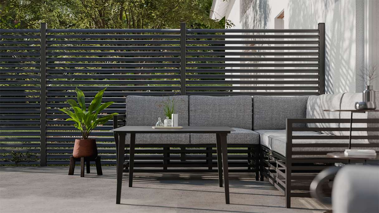 planeo Gardence Metallic Ellipse - Aluminium Garden Fence Square Anthracite | DB703