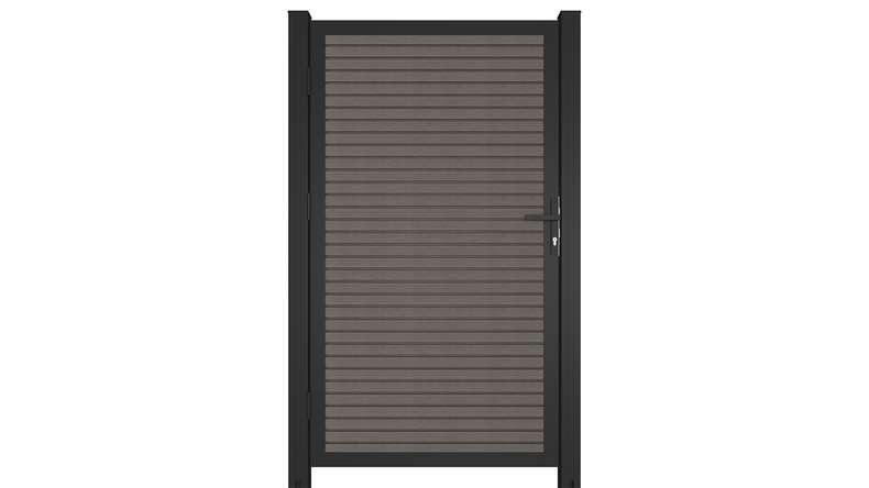 planeo LINEA - WPC CoEx Rhombus universal door dark grey with anthracite aluminium frame 100 x 180