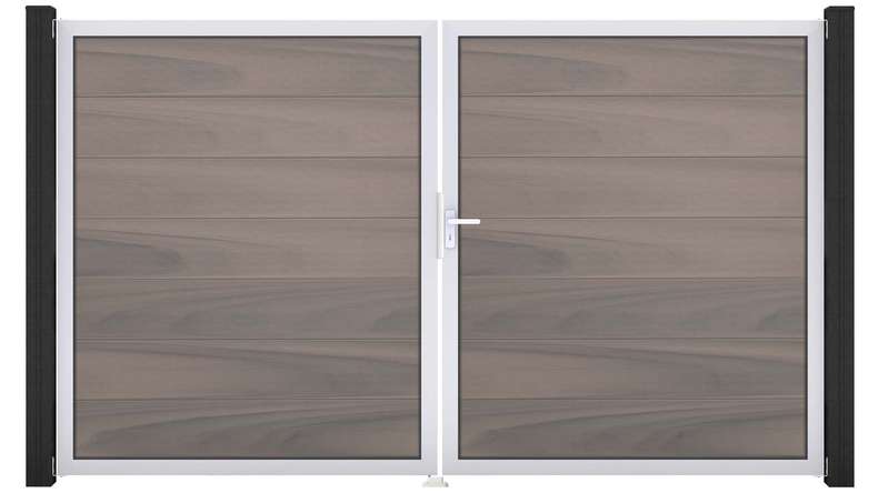 planeo Gardence Grande BPC door - DIN right 2-leaf Bi-Color co-ex with silver aluminium frame