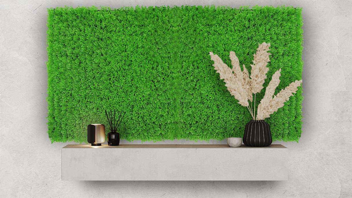 planeo acoustic panel - MixWall Leaf Mood Bright Green Design Grass 52 x 52 cm | artificial plant (PLMW-51111)