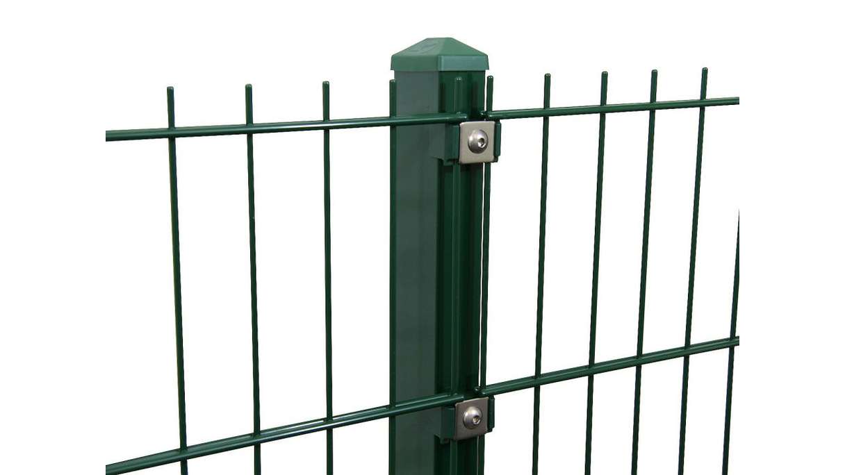 Fence post type P moss green for double bar fence - fence height 2030 mm