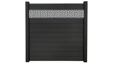 planeo Gardence Strong - BPC plug-in fence Leafs anthracite grey 180 x 180 cm