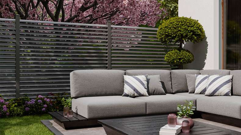 planeo Gardence Metallic Ellipse - Aluminium Garden Fence Square Anthracite | DB703