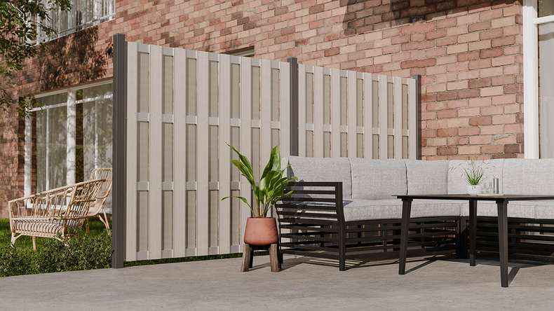 planeo prefabricated fence - square Bi-Color Sand 180 x 180cm