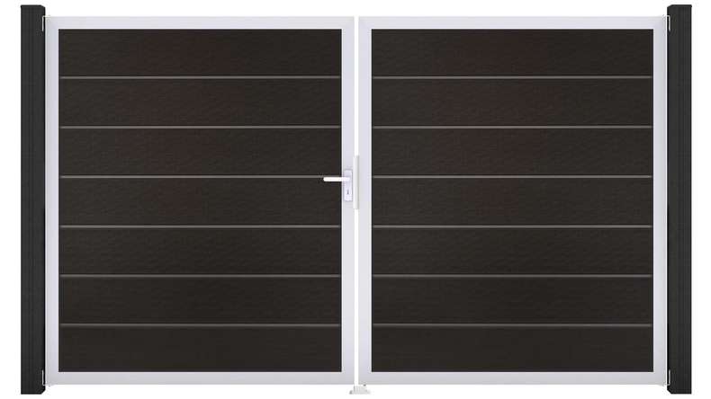planeo Gardence Deluxe – BPC gate – double-leaf, black co-extruded with aluminium frame