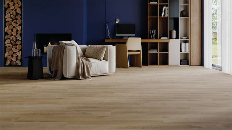 planeo Rigid Klick Vinyl - HOMEtec Basic 30 IXPE Sunlit Amber Oak | Impact sound insulation integrated (RP-E30-5)