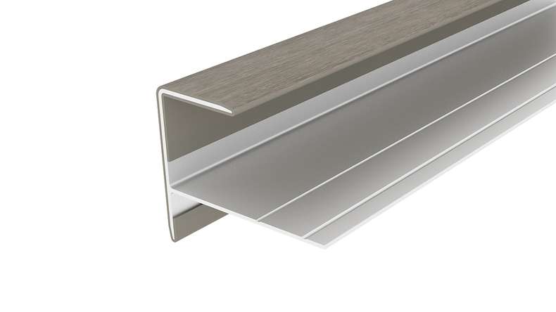 planeo LINEA – Aluminium CoEx end profile, light grey, 3000 x 74 x 61 mm