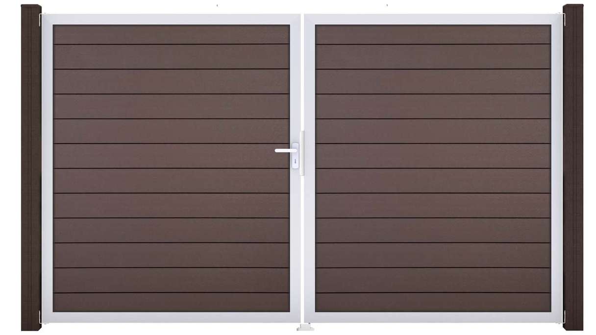 planeo Gardence Strong – BPC gate – 2-leaf ‘Terra’ with aluminium frame