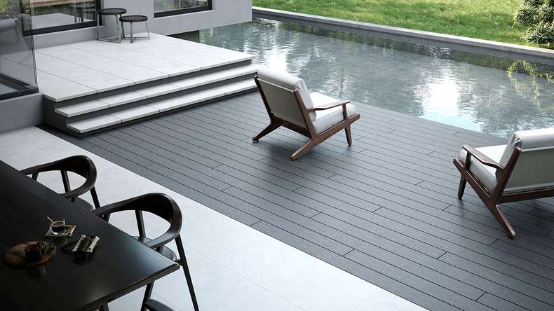 planeo TitanWood - solid plank dark grey antique aged/brushed