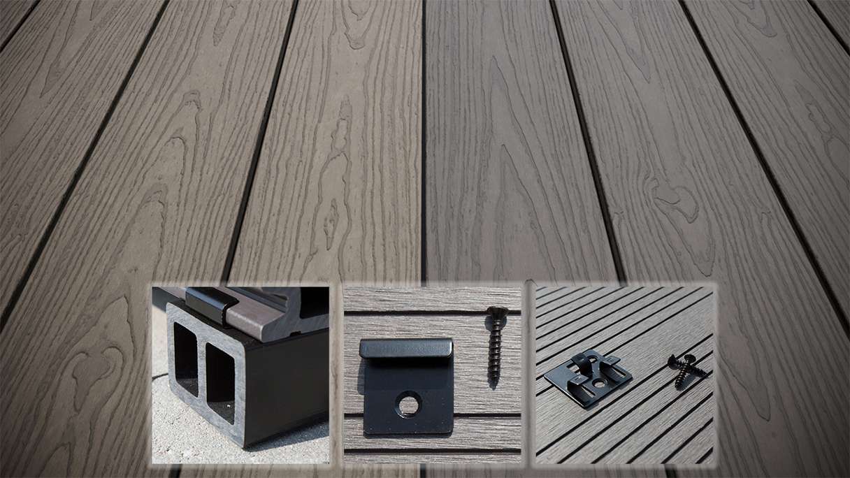 planeo CoEXWood WPC decking complete set solid planks - anthracite grey/grey-grey textured