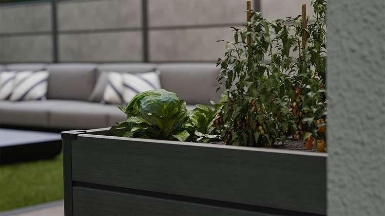 planeo BPC-Rhombus raised bed Cube - Stone grey co-ex. 70 x 70 x 79 cm